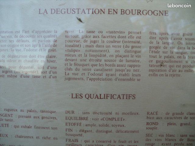 Tableau de dégustation des vins en Bourgogne (image 2)