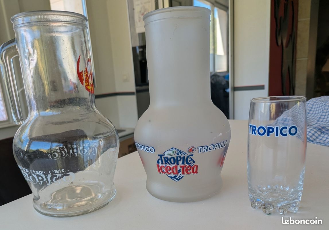 Lot de 2 carafe vintage tropico 227cl et 1 verre tropico (image 1)