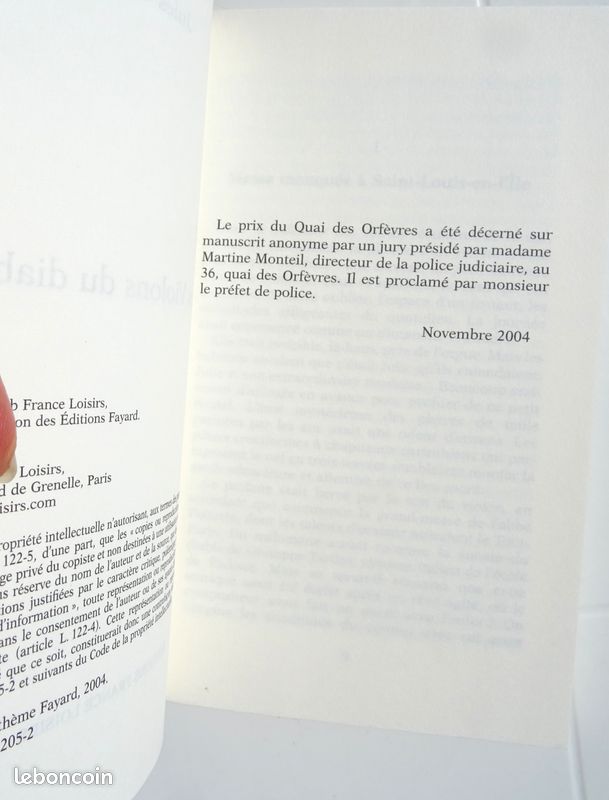 LES VIOLONS DU DIABLE, Jules GRASSET - Grand format 2005 TBE Policier Enquête Thriller Prix du quai des orfèvres Île Saint-Louis Église Paris Voyeurisme Musique Art Police (image 11)