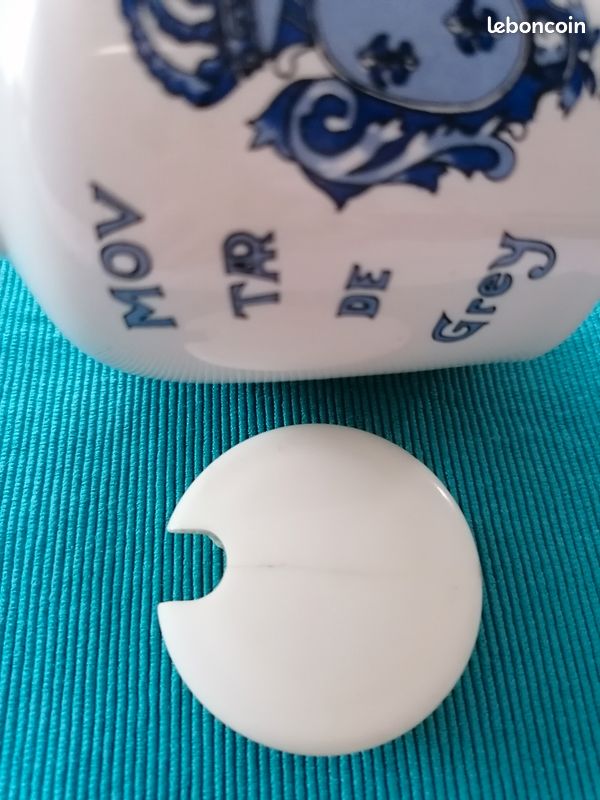 Rare ancien pot à moutarde POUPON, en faïence de LONGCHAMP avec couvercle (image 10)
