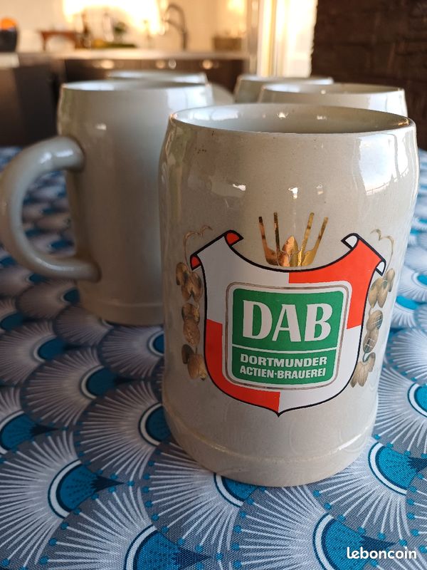 Idée cadeau Lot 5 chopes de bière ou pintes DAB Made in Germany (image 1)