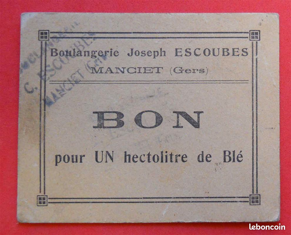 Bon nécessité Blé Boulangerie à Manciet 32 (image 1)
