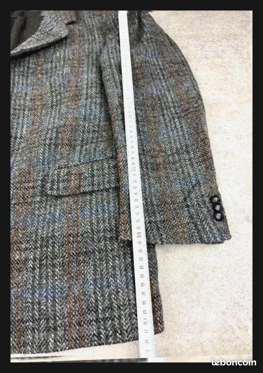 Blazer Vintage À carreaux Gris Harris Tweed - Style Britannique - T54 #SKU0924 (image 8)