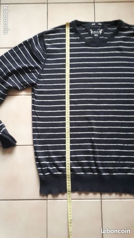 Pull bleu à rayures Tommy Hilfiger taille L (image 4)