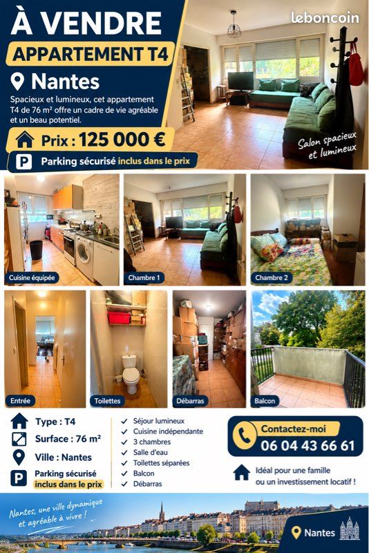 Appartement 4 pièces 76 m² · à Orvault · 76 m² · 125 000 €
