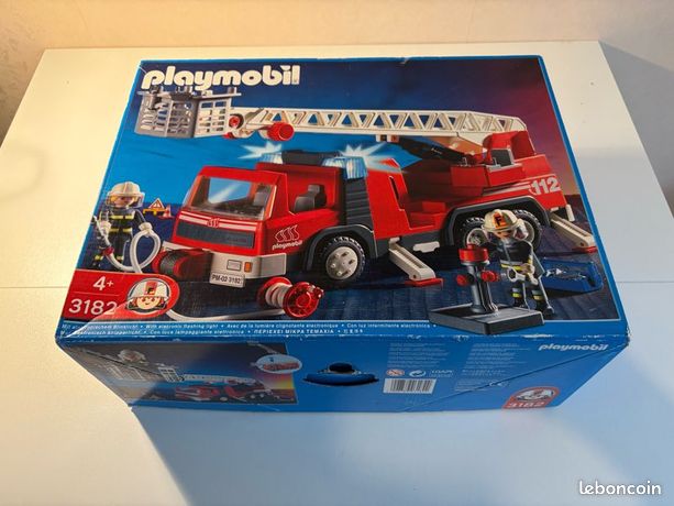 PLAYMOBIL 3182 Camion De Pompiers Avec Lumière Et échelle - Complet Avec 2 Pompiers