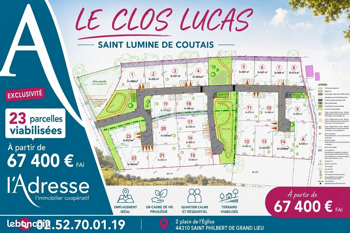 Terrain 347 m² · à Saint-Lumine-de-Coutais · 347 m² · 72 800 €