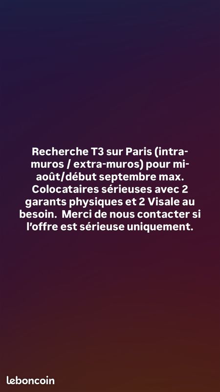 Appartement 3 pièces 40 m² · à Paris · 40 m² · 1 500 €