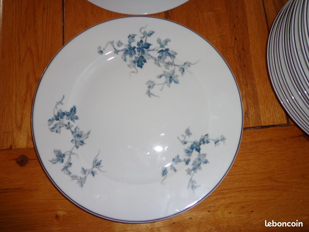 Lot de 6 assiettes plates identiques (26 cm) Porcelaine de Limoges - manufacture " La reine " (image 3)