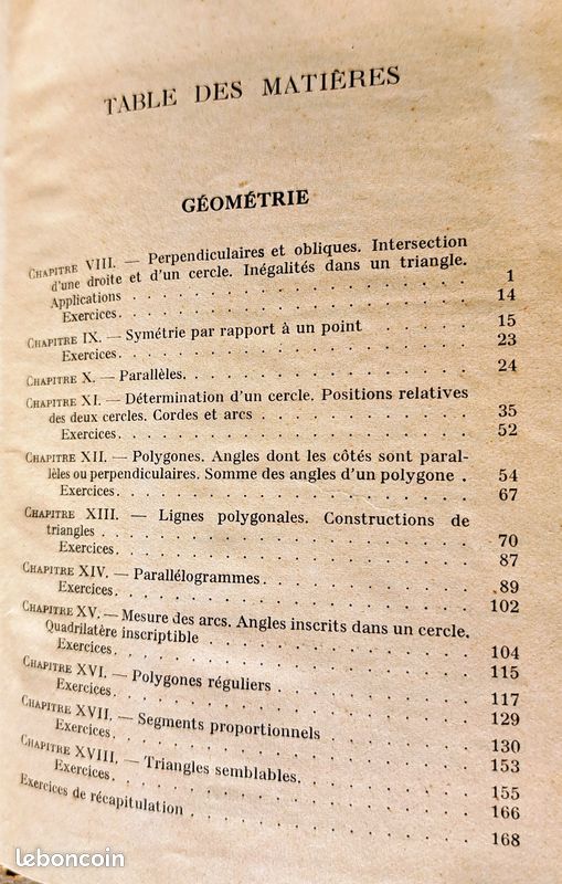 Ancien Livre scolaire Mathématiques, 4ème, édition 1939, Pierre Chenevier (image 12)