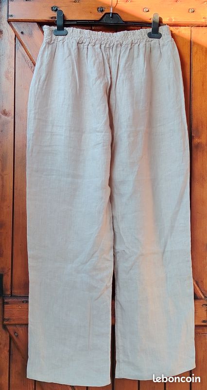 Pantalon beige en lin, femme, taille XL/42 (lisa2163/lisa2163-femme42) (image 2)