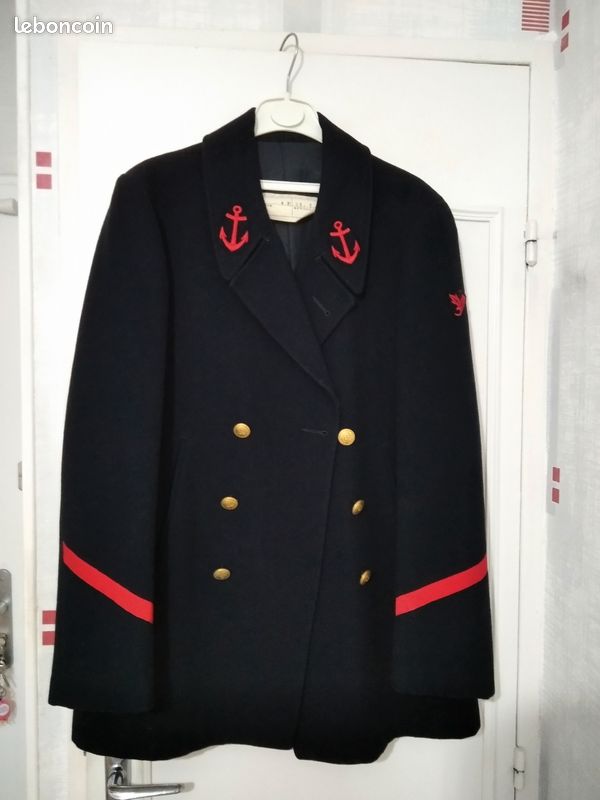 Caban Homme Marine Allemande - Taille 44 - Noir Microfibre - Neuf De Stock 1989 Avec étiquettes
