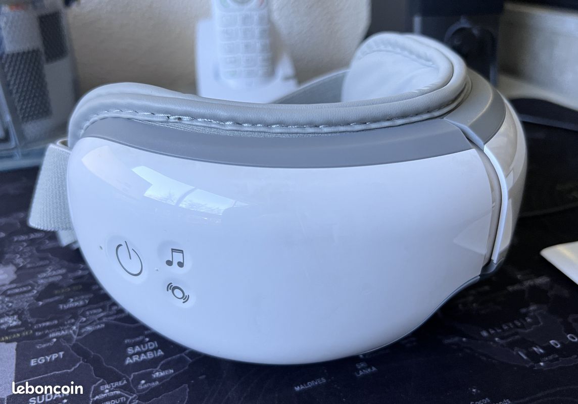 Masque De Massage Oculaire Avec Chaleur Et Télécommande - Bluetooth, Sans Fil, Pliable - Neuf