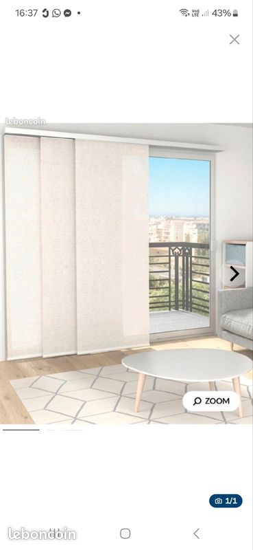 Store panneaux japonais blanc tissus lin (image 1)
