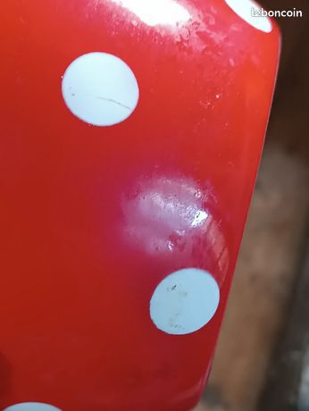 Casserole émaillée vintage soviétique, casserole rouge à pois