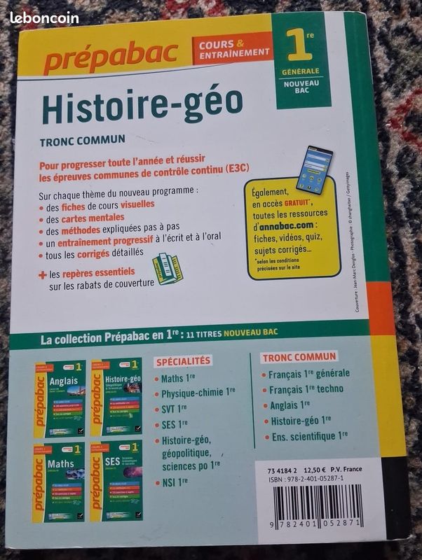 Prépabac Hatier – Histoire-Géographie 1re générale (tronc commun) – Cours & entraînement – Très bon état (image 2)