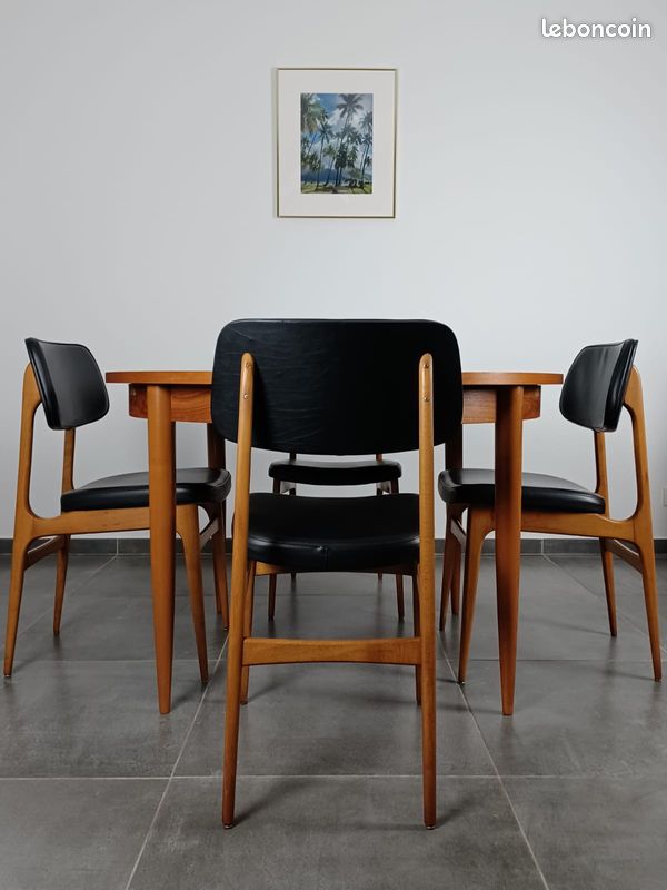 Série de 6 chaises vintage Stella simili cuir et bois (image 4)