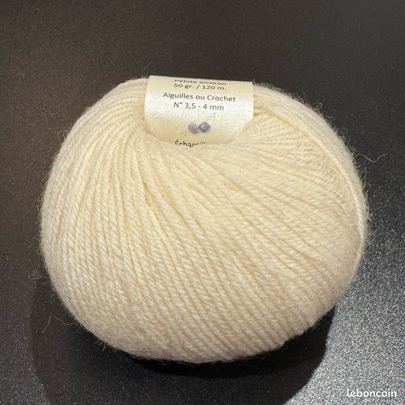 Lot De 10 Pelotes Laine Mérinos 50% Blanc Cassé - Laine Française Pour Tricot/Crochet