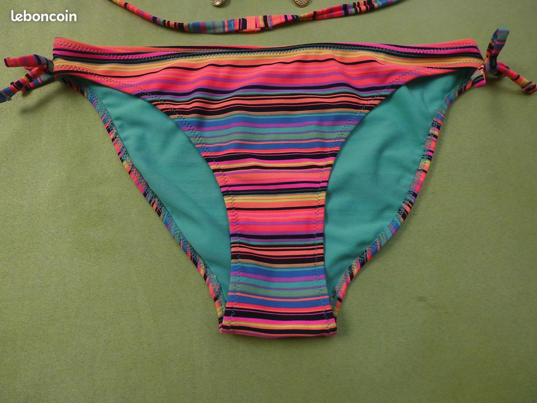 Maillot de bain rayé 2 pièces fille 14 ans (image 4)