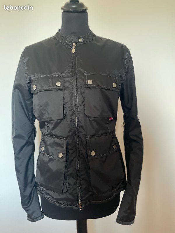 Blouson Bomber Belstaff Femme Noir Taille 42 - Nylon, Fabriqué En Italie, Vintage