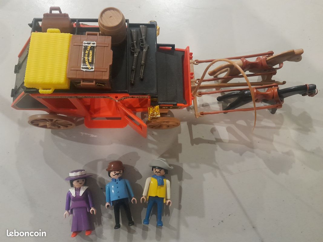 Playmobil Vintage 3245 – Set Diligence Western Avec Cocher Et Voyageurs (1988)