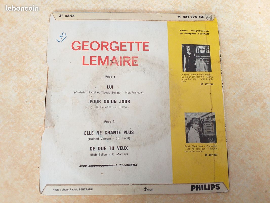 45 Tours de Georgette Lemaire (1966) (image 2)
