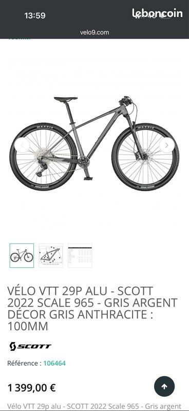 SCOTT 2022 SCALE 965 - GRIS ARGENT DÉCOR GRIS ANTHRACITE : 100MM 29p (image 5)