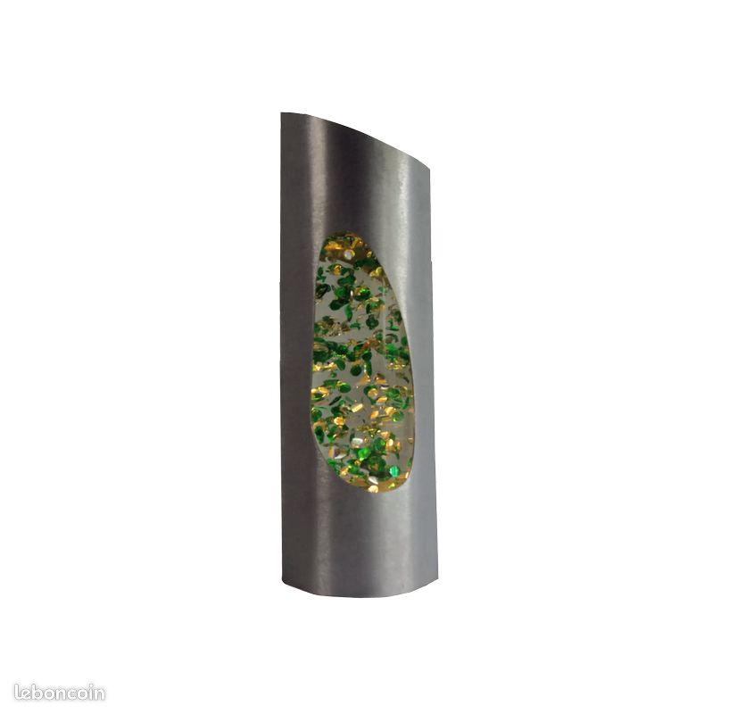 Lampe De Table Vintage 1970 – Acier Brossé Et Paillettes – Design XXème
