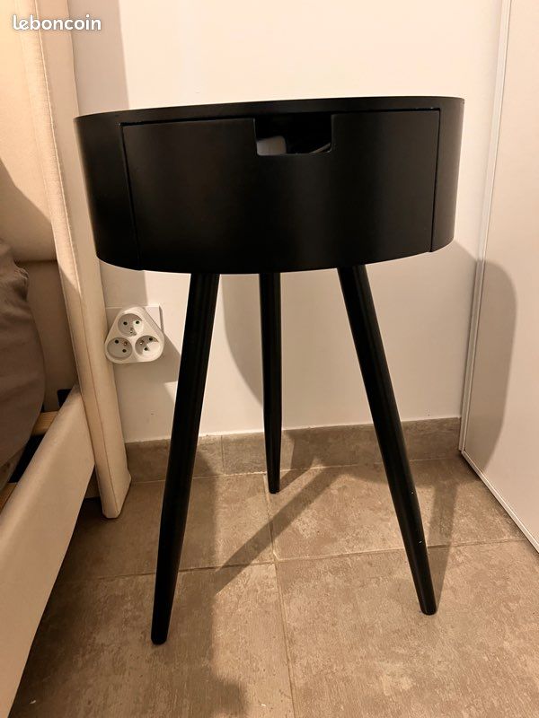 Lot de 2 tables de chevet rondes noires (image 1)