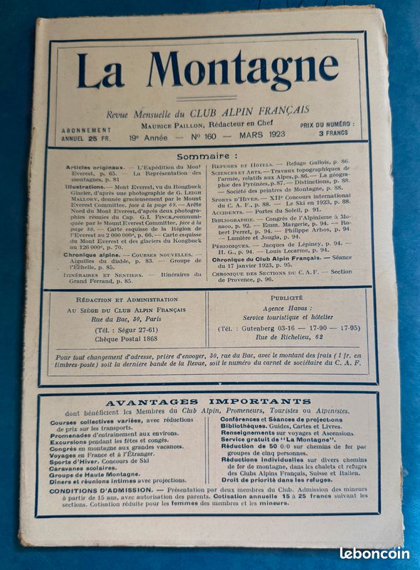 La Montagne n°160 mars 1923 (image 1)