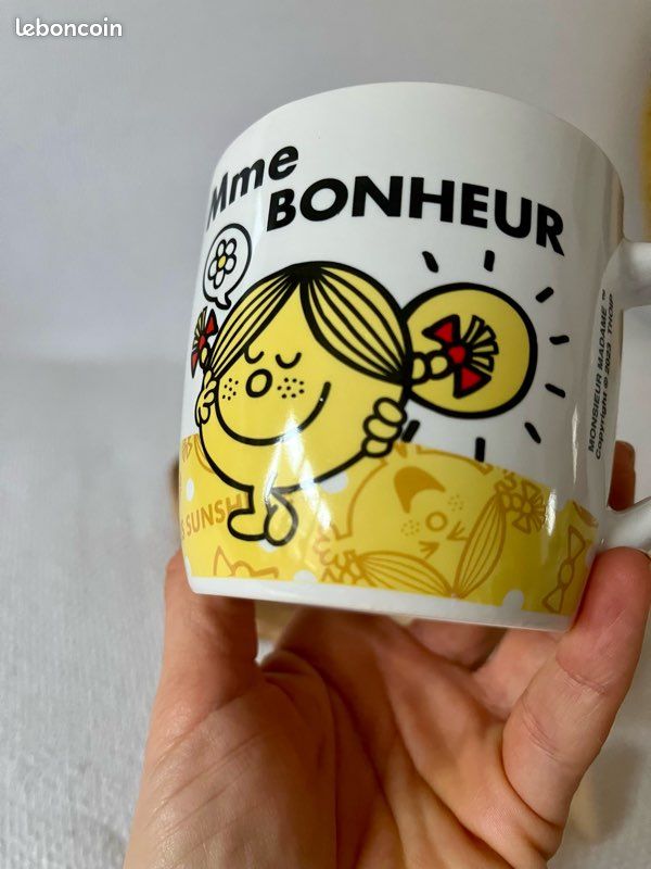 Mug Madame Bonheur Jaune - Collection Monsieur Madame, 30 Cl, En Céramique, Parfait Pour Le Petit Déj !