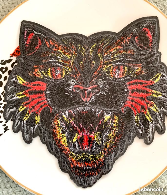 Patch Brodé Tigre Thermocollant - 25,8x25,5 Cm, Pour Personnaliser Vêtements, Vestes, Sacs