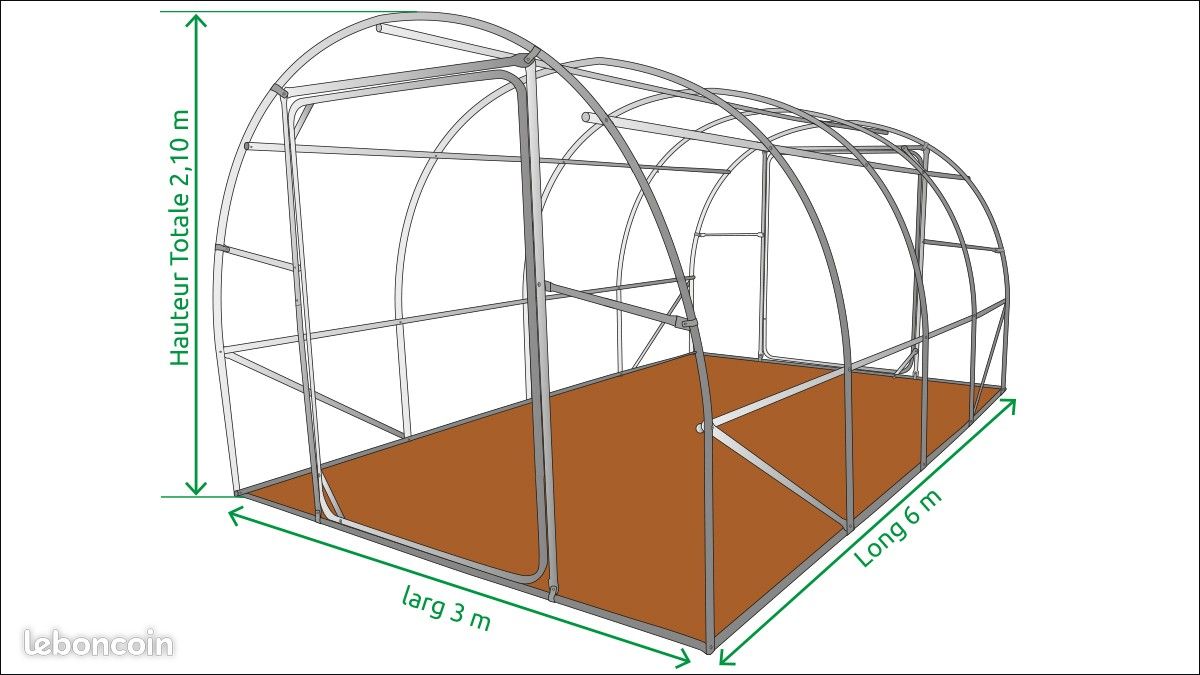 Tunnel de stockage 3x6 Ø25 - bâche 250gr/m2 - Etat neuf (image 2)