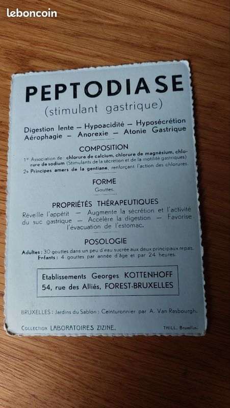 CP publicitaire. Peptodiase. Envoi gratuit (image 2)