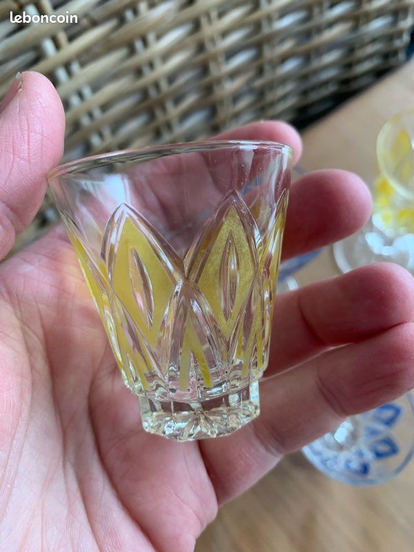 LOT 3 ANCIENS petits verre émaillé à liqueur ou digestif french antique glasses EUR 41,90 - FR