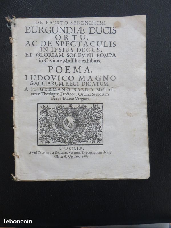 SARDOU Germain – Poème à Louis de France, Duc de Bourgogne (1682) (SARDO Germano) (image 1)