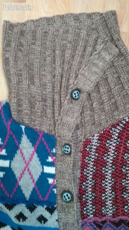 Gilet Long Asymétrique Desigual Marron à Motifs - Taille S, Excellent état