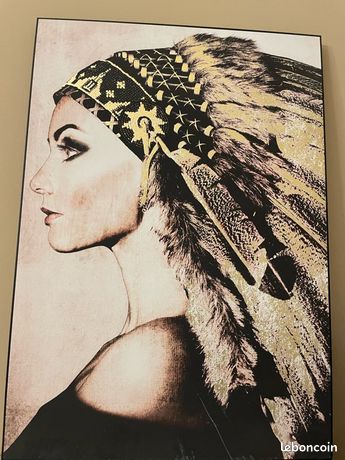 Tulup Tableau Sur Toile Image Imprimé 50x100cm - Plumes ethniques