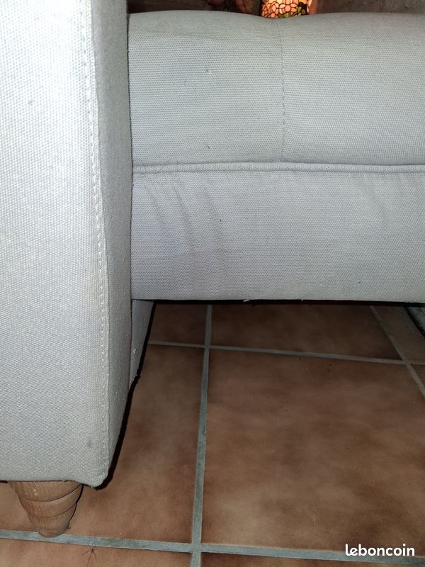 Canapé convertible beige assise capitonné (image 8)