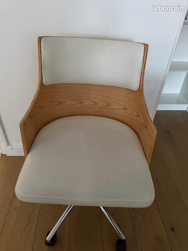 Chaise Bureau Miliboo bois et blanc (image 1)