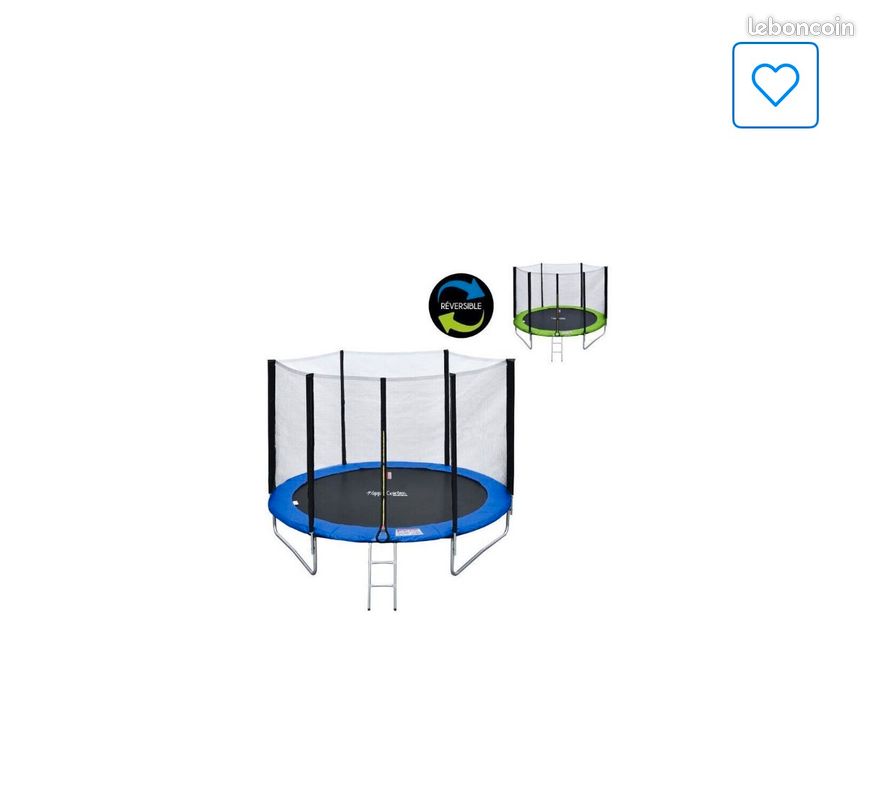 Trampoline 180 cm vert et bleu avec filet +échelle + Bac (image 3)