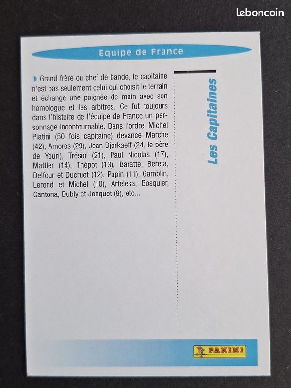 Carte Panini Éric Cantona Équipe De France – La Vache Qui Rit 1992, N°6, Occasion