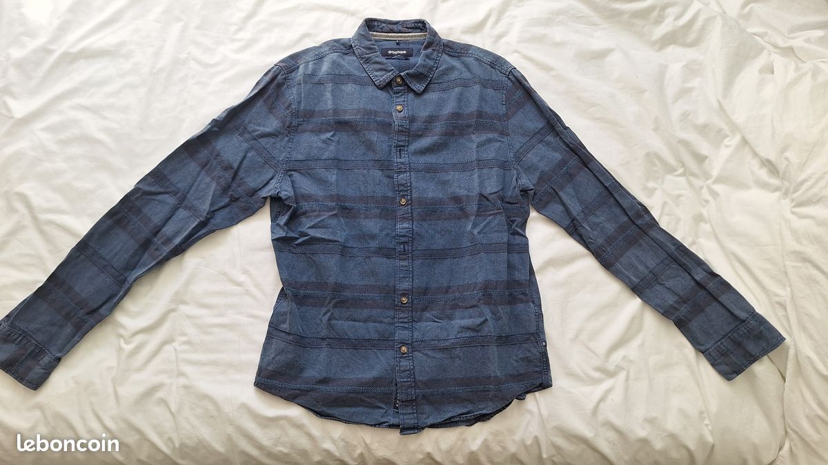 Chemise Homme Bonobos Slim Fit Bleu Chambray - Taille L - Coton Décontractée