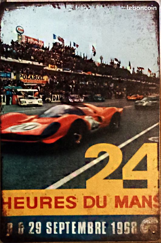 Plaque En Métal Vintage 24 Heures Du Mans - 30 X 20 Cm - Déco Murale Sport Auto