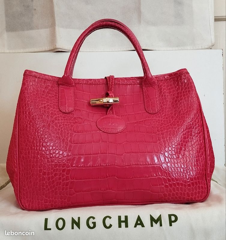 Très beau sac à main authentique LONGCHAMP en cuir rose (image 1)