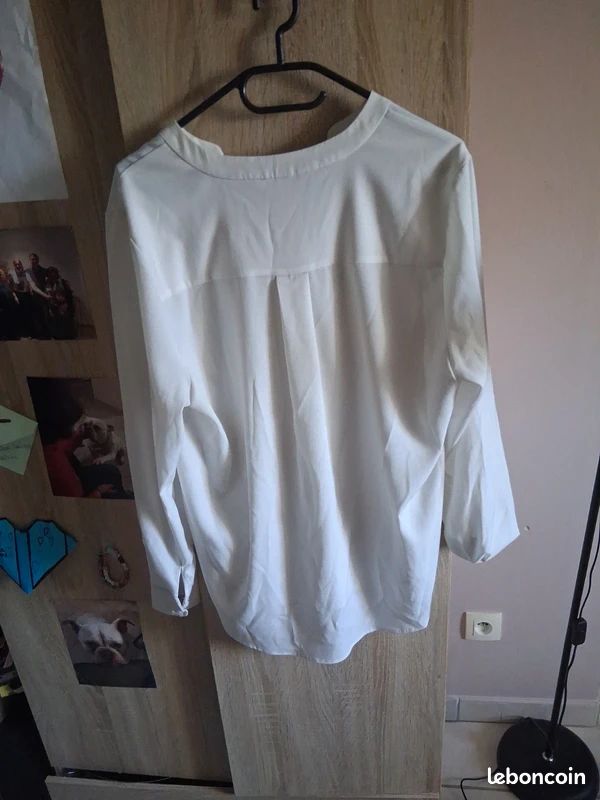 Blouse Oversized H&M Femme - Taille EU 40 - Blanc - Coupe Décontractée - Occasion TB