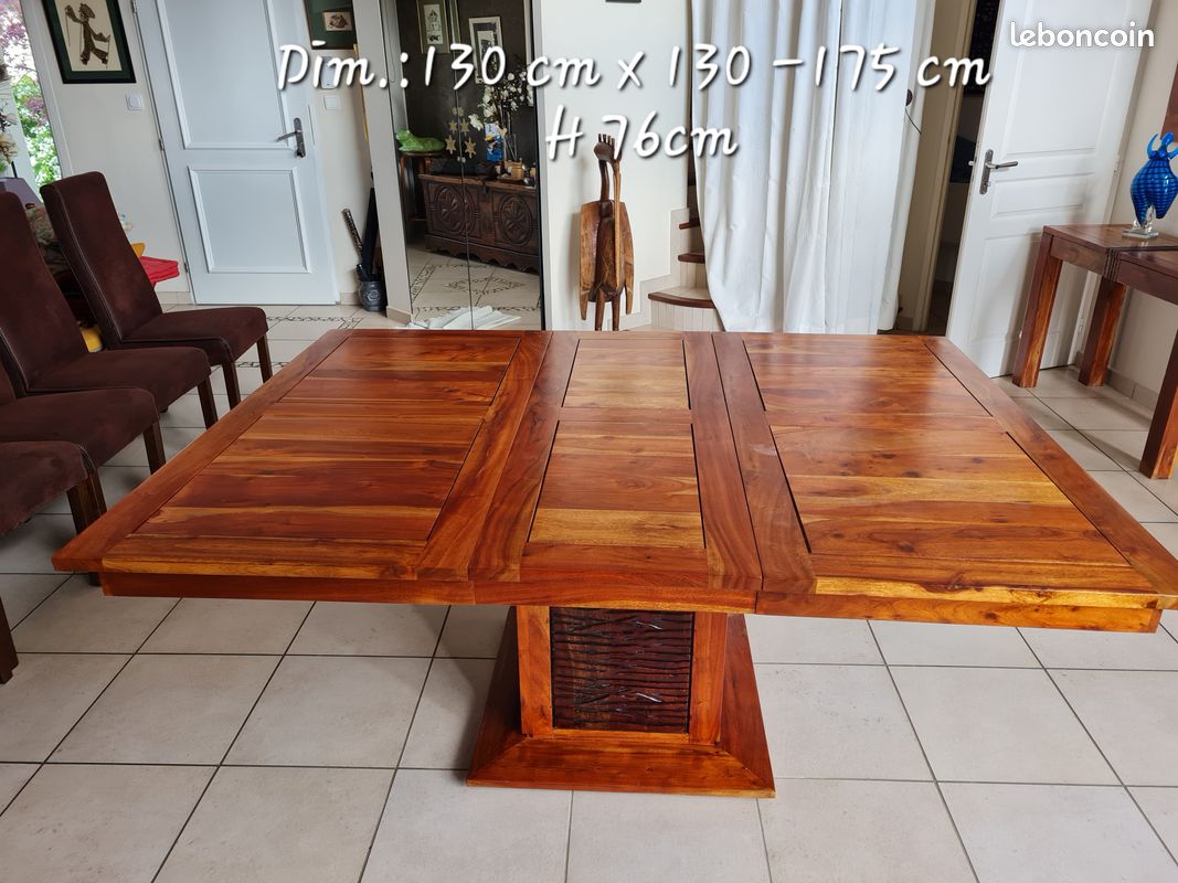 Table salle à manger en bois massif et rallonge (image 2)