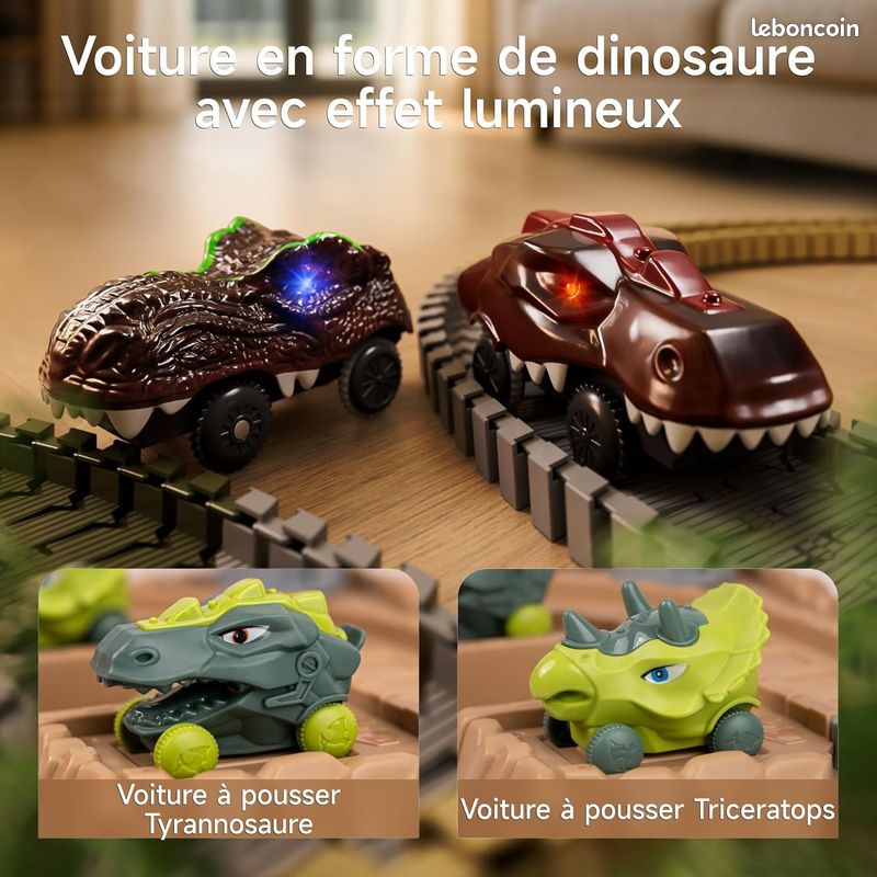 Circuit Glow Power Racer Circuit Voiture Dinosaure 255 Pièces