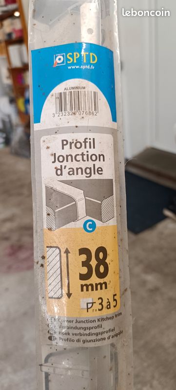 Profil jonction d'angle droite 38mm alu neuf (image 1)