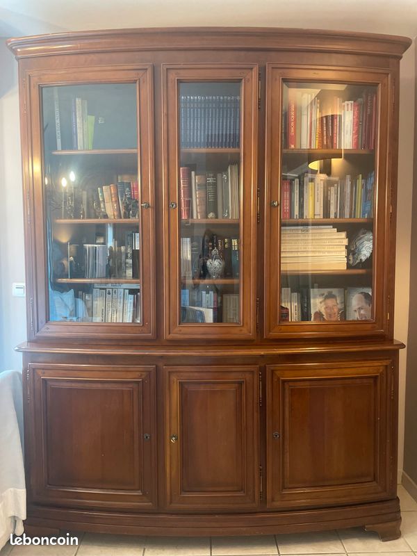 Bibliothèque - Vaisselier vitré merisier (image 1)